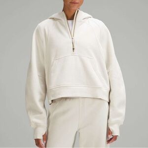 Lululemon Scuba Oversized 1/2 Zip Hoodie • Bone / Gold • M / L